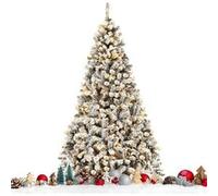 Giantex Sapin de Noël Enneigé Artificiel 225 CM, 450 LED et 1010 Branches, Matériel PVC Blanc G