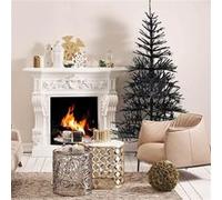 Giantex Sapin de Noël Noir 180 CM, 250 Lumières LED Violette et Accessoires d'halloween Noir