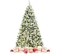Giantex Sapin noel artificiel lumineux à charnière floquée avec 550 lumières led 230cm Vert