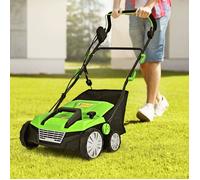 GIANTEX Scarificateur Électrique 2 en 1-45L Sac de Collecte-Aérateur de Pelouse-Hauteur Réglable à 5 Niveaux-Poignée Pliable Vert