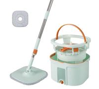 GIANTEX Serpillière Seau Essoreur avec Seau Double Bac, Tête Rotative à 360°, Séparation de l’Eau Sale et Propre, Ensembles Balai-Serpillière avec Chiffons Réutilisables, pour Nettoyage de Sol, Vert