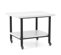 GIANTEX Support d'Imprimante,Chariot de Service à roulettes, Desserte de Cuisine avec 2 Niveaux & Style Industriel,pour Bureau, Ecole, Maison (Blanc+Noir)
