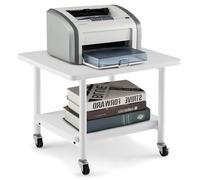 GIANTEX Support d'Imprimante,Chariot de Service à roulettes, Desserte de Cuisine avec 2 Niveaux & Style Industriel,pour Bureau, Ecole, Maison (Blanc)