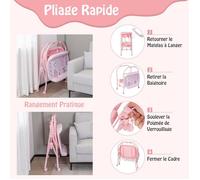 GIANTEX Table à Langer Bébé 0-12 Mois avec Baignoire 20L-Roulant et Pliable avec Espace de Rangement-Charge 35KG,Rose