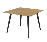 GIANTEX Table à Manger de Jardin avec Trou pour Parasol Ø 5 cm, Table d’Extérieur Rectangulaire en Bois d'Acacia pour 4 Personnes, Pieds Métalliques Robustes, pour Terrasse, Patio, 107 x 107 x 75 cm