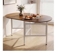 GIANTEX Table a Manger Pliante pour 6-8 Personnes, Table de Cuisine Ovale Rabattable avec Cadre en Métal, 150 x 80 x 76 cm, Natural