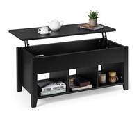 GIANTEX Table Basse Extensible en Bois, Table de Salon avec Plateau Relevable et Compartiment Caché, pour Lounge, Réception, Noir