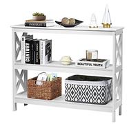 GIANTEX Table Console Entrée avec 3 Etagères, Console Meuble pour Salon, Chambre, Entrée 100 x 33 x 80 cm (Blanc)
