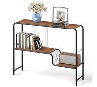GIANTEX table console étroite avec étagères et structure métallique, pieds réglables, industrielle pour salon et entrée