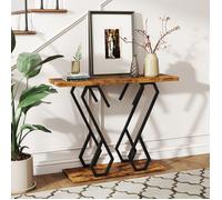 GIANTEX Table Console Style Industriel, Table d’Entrée, Cadre en Métal, 100x30x79cm, Table de Canapé pour Salon, Chambre, Marron