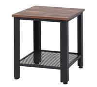 Giantex Table d’Appoint, Table de Chevet, Table de Nuit avec 2 Etagères et 4 Pieds Réglables, Style Industriel, Charge Max 40 kg