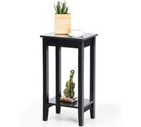 Giantex Table d'Appoint, Bout de Canapé à 2 Niveaux avec Pieds en Bois Massif, Design Étroit, Assemblage Facile, 40,5 x 29 x 73,5 cm, Noir Noir G