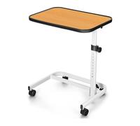 GIANTEX Table d'Appoint en Forme de C, Table de Lit avec Roulettes, Hauteur Réglable 73-93cm, Plateau Inclinable, pour Salon,