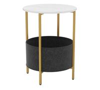 GIANTEX Table d'Appoint Ronde à 2 Niveaux, Bout de Canapé avec Panier de Rangement en Tissu, Cadre en Métal, Table d'Appoint Basse, Table de Chevet, pour Salon, Chambre, Bureau, 44 X 60,5 CM (Blanc)