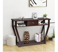 GIANTEX Table de Console avec Tiroir et 3 Compartiments de Rangement pour Couloir/Salon/Entrée, Charge Max. 60 kg, 120x30x81,3 cm