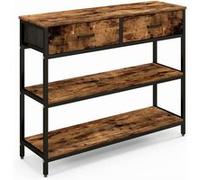 Giantex Table de Console Industrielle à 3 Niveaux avce 2 Tiroirs, 100 x 30 x 80cm, Marron Marron G