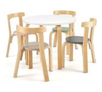 Giantex Table d'enfant Ronde avec 4 Chaises pour Enfants 4 Ans +, Style Scandinave, Coloré Multicolore