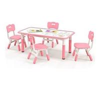 Giantex Table Enfant 120x60cm et 4 Chaises avec Plateau Graffiti & Hauteur Réglable