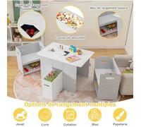 GIANTEX Table Enfant avec 2 Chaises 3 Ans+,Table d'Activités 4 en 1 avec Banc de Rangement,Boucle de Sécurité,Charge 30kg