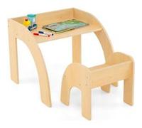 Giantex Table Enfant avec Chaise & Grand Plateau, Table et Chaise Enfant en Bois
