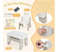 GIANTEX Table et Chaise Enfant 1Ans+ 2 Plateaux Réversibles pour Lire/Dessiner-Table d'Activités avec Tableau Magnétique,Gris