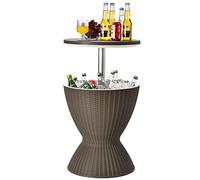 Giantex Table Glacière 30L,Seau à Glace Imitation Rotin avec Plateau Relevable pour Bière,Vin,Cocktails, Jardin 2 en 1 Utilisation Intérieure Extérieure(Marron)