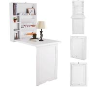 GIANTEX Table Murale Rabattable en Bois avec 7 Compartiments, Bureau d'Ordinateur Portable pour Bureau,Cuisine,Salon