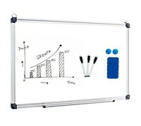 GIANTEX Tableau Blanc Aimanté 90x60 CM,Tableau Magnétique Effaçable,Cadre en Aluminium,3 Marqueurs,1 Brosse,2 Aimants Livrés