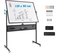 Giantex Tableau Blanc Effacable sur Pied, Double Face, Tableau Blanc Roulette (Noir) Noir