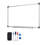 GIANTEX Tableau Magnétique Blanc avec Cadre en Aluminium, Tableau Blanc Effaçable avec Plateau Porte-Stylos, Marqueurs, Effaceur & Aimants, pour Maison, Bureau (50 x 35 CM)