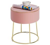 Giantex Tabouret Coiffeuse en Velours, Siège Coiffeuse Chambre avec Pied Rond Doré en Métal, Pouf Ottoman Rond, Repose-Pieds, Tabouret Velours pour Chambre, Salon, Vestiaire (Rose)