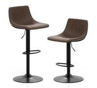 GIANTEX Tabourets de Bar-Lot de 2 Chaises de Bar en Velours Rembourrée-Hauteur Réglables-Siège Pivotant à 360°-Repose-Pieds-Marron