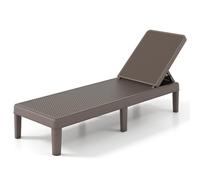 GIANTEX Transat Jardin Exterieur avec Dossier Réglable 4 Niveaux, Bain de Soleil Effet Rotin en PP, Chaise Longue à 6 Pieds Antidérapants, Charge 150 kg pour Terrasse Balcon Piscine Plage (Marron)