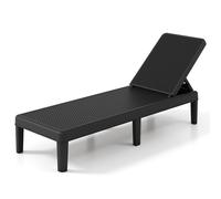 GIANTEX Transat Jardin Exterieur avec Dossier Réglable 4 Niveaux, Bain de Soleil Effet Rotin en PP, Chaise Longue à 6 Pieds Antidérapants, Charge 150 kg pour Terrasse Balcon Piscine Plage (Noir)