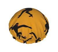 Gibbon Couvre-cheveux pour la douche Motif singe Noir Réglable Grand Bonnet de douche imperméable