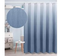 Gibelle Rideau de Douche pour Salle de Bain - Rideau de Douche en Tissu texturé gaufré 3D - Rideau de Douche Moderne et Chic avec Crochets - 183 x 183 cm, Bleu ombré