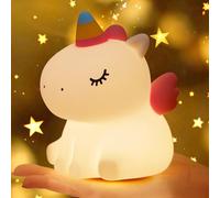 GIBOHOM Licorne Veilleuse Enfant Tactile LED, USB Rechargeable Veilleuse Bébé en Silicone à 3 Modes Luminosité avec 30 Minutes Minuterie, Licorne Lampe Enfant Chambre comme Cadeau Garçon Fille