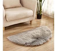 GIBZ Tapis Poils Haut Demi Cercle Doux Antidérapant pour Chevet Chambre Décoration Intérieur Moderne Tapis Shaggy, Gris, 60x120cm
