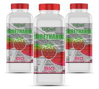 GiDeli Bioéthanol Lot de 3 bio-éthanol Parfum fraise des bois 96,6 % éthanol pour intérieur et extérieur Sans fumée ni suie Fabriqué à partir de maïs et de betterave sucrière