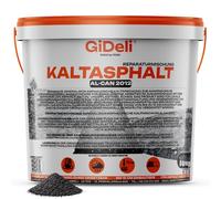 GiDeli Bitume à froid 10 kg dans un seau - Prêt à l'emploi pour réparation d'asphalte et remplissage de fissures - avec une granulométrie de 0-8 mm - Enduit bitumineux - Utilisation universelle