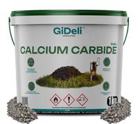 GiDeli Carbure de Calcium 1 kg en Seau - pour Lampe à Carbure | faible poussière, rendement de gaz élevé, lumière uniforme, pierres de carbure, seau refermable