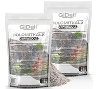GiDeli Chaux Dolomitique 2x1kg - Chaux pour gazon au printemps pour augmenter le pH du sol - Amendement calcaire pour améliorer la structure du sol - Anti-mousse riche en calcium et magnésium