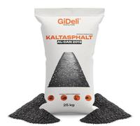GiDeli Enrobé à Froid 25 kg - Asphalte de Réparation Prêt à l'Emploi | pour Réparation d'Asphalte et Remplissage de Fissures, Granulométrie de 0 à 8 mm, Enduit Bitumineux, Utilisation Universelle