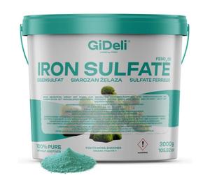 GiDeli Sulfate de Fer 3 kg en Seau - Anti-Mousse pour Gazon et Hortensias | Abaisse le pH du Sol, pour Plantes Acidophiles, Améliore l'Aspect et la Couleur du Jardin, Soluble pour l'Arrosage