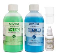 GIDIGI Kit de solution d'étalonnage de pH-mètre(pH 7,00, 10,01 liquides） | Comprend une solution de protection pour sonde d'électrode de pH (30 ml x 1) et une solution d'étalonnage de pH (250 ml x 2)