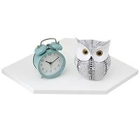 GIEANOO Étagère d'angle en bois de chêne massif, étagère d'angle flottante blanche, montage mural, organisateur avec trou de fil, petite présentoir de plantes pour cuisine, salon, chambre à coucher