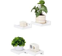Gieanoo Étagères flottantes White, Lot de 4 Petites étagères en pin Massif à Fixer au Mur, étagères carrées murales, étagères murales pour Petits Objets, décoration pour Chambre à Coucher et Salon