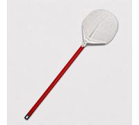 GIEMME Pelle à pizza perforée en aluminium, Professionnel, Anodisée, Forme ronde, Plat perforé (Pelle : Ø 33 cm personnalisée, Longueur du manche : 120 cm)