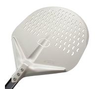 GIEMME Pelle à Pizza Ronde perforée en Aluminium Anodisé, de Qualité Professionnelle, Personnalisée (Pelle : Ø 36 cm personnalisée, Longueur du manche : 60 cm)
