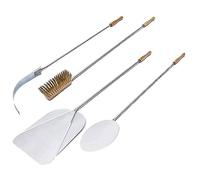 GIEMME Set de 4 pelles à pizza Ø33 cm - Acier inox - Manche 85 cm - Pour four à bois ou électrique - Idéal pour pizzas maison